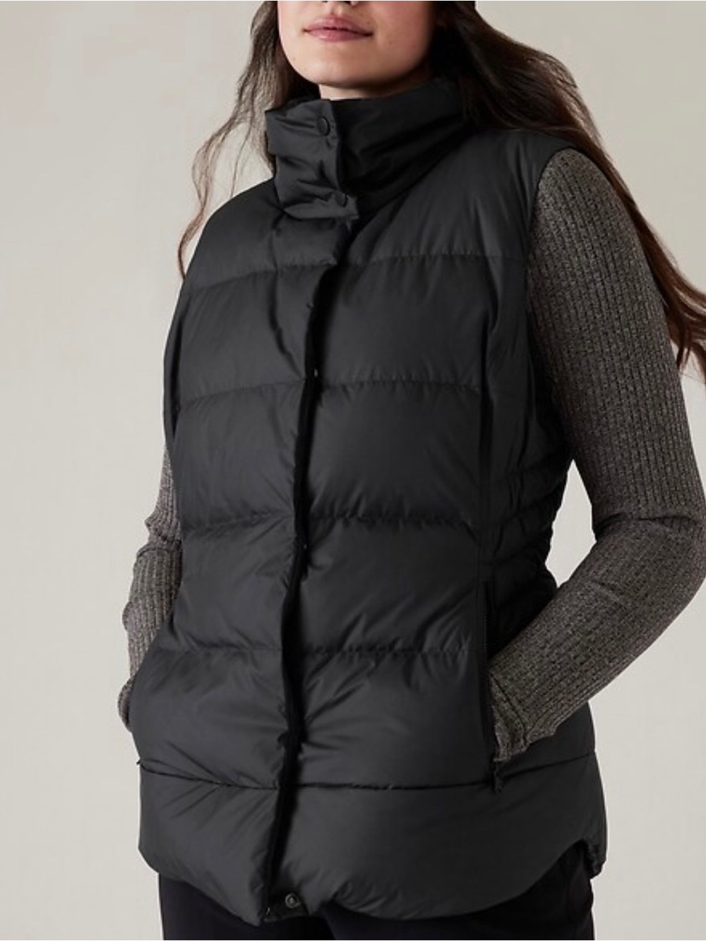 🖤LIKE NEW🖤 Athleta Black Quilted Downtown Puffer Vest with High Collar Sz XLTALL